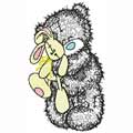 Bear with toy applique machine embroidery design